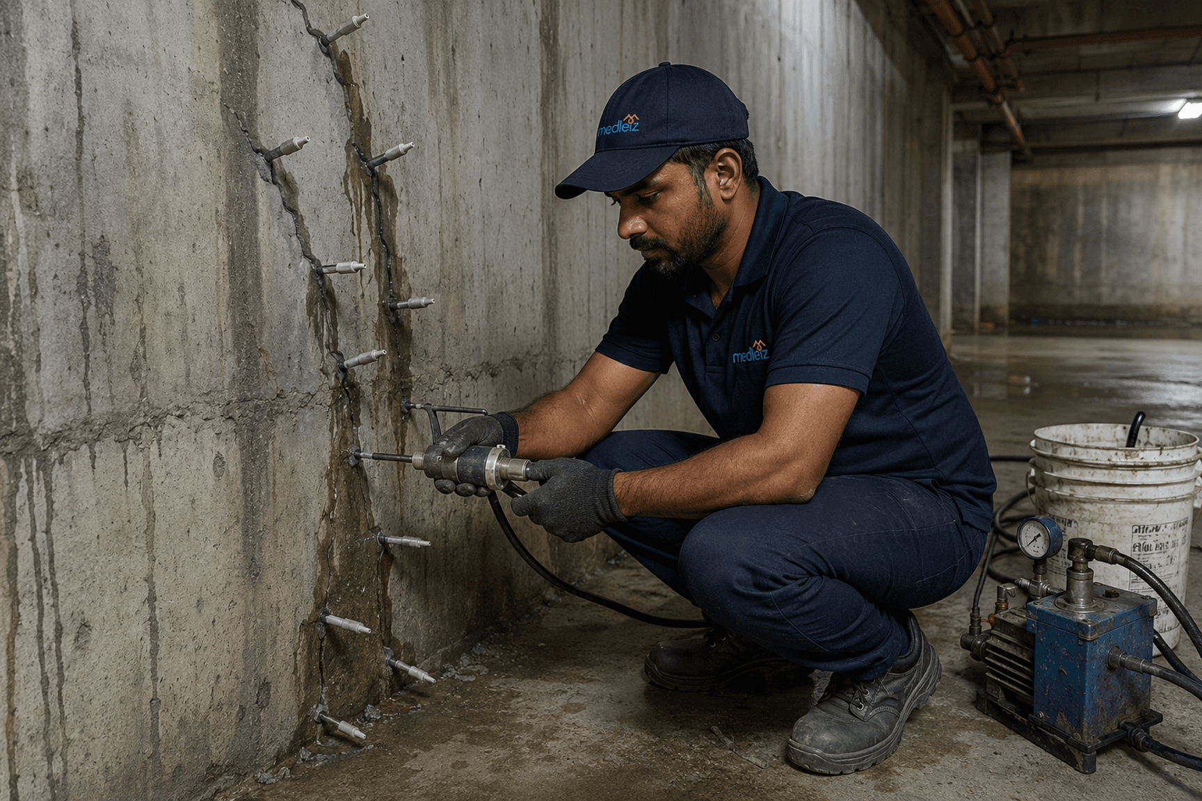 Basement cracks rectification work