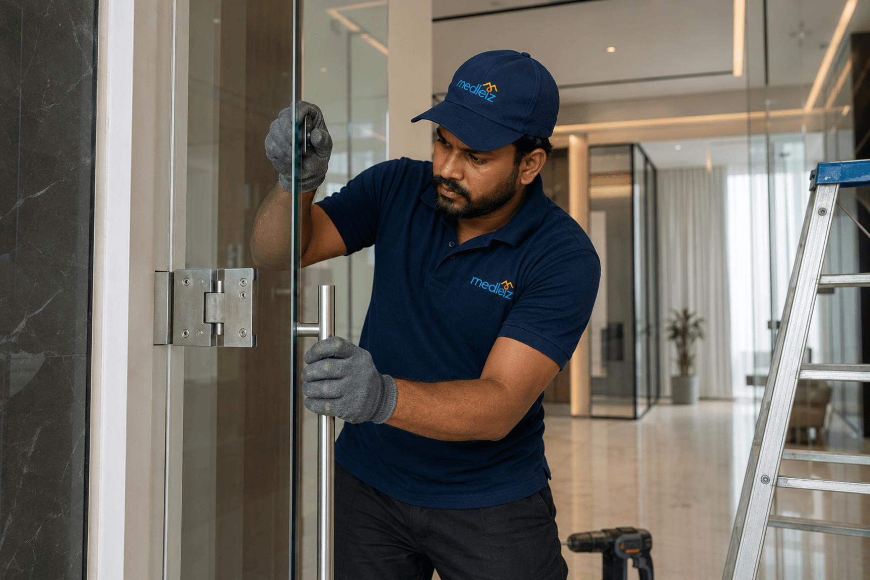Glass door fixing work