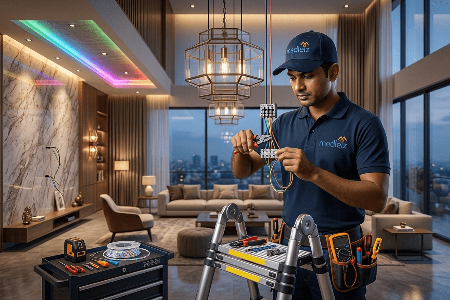 Decorative lights fixing work