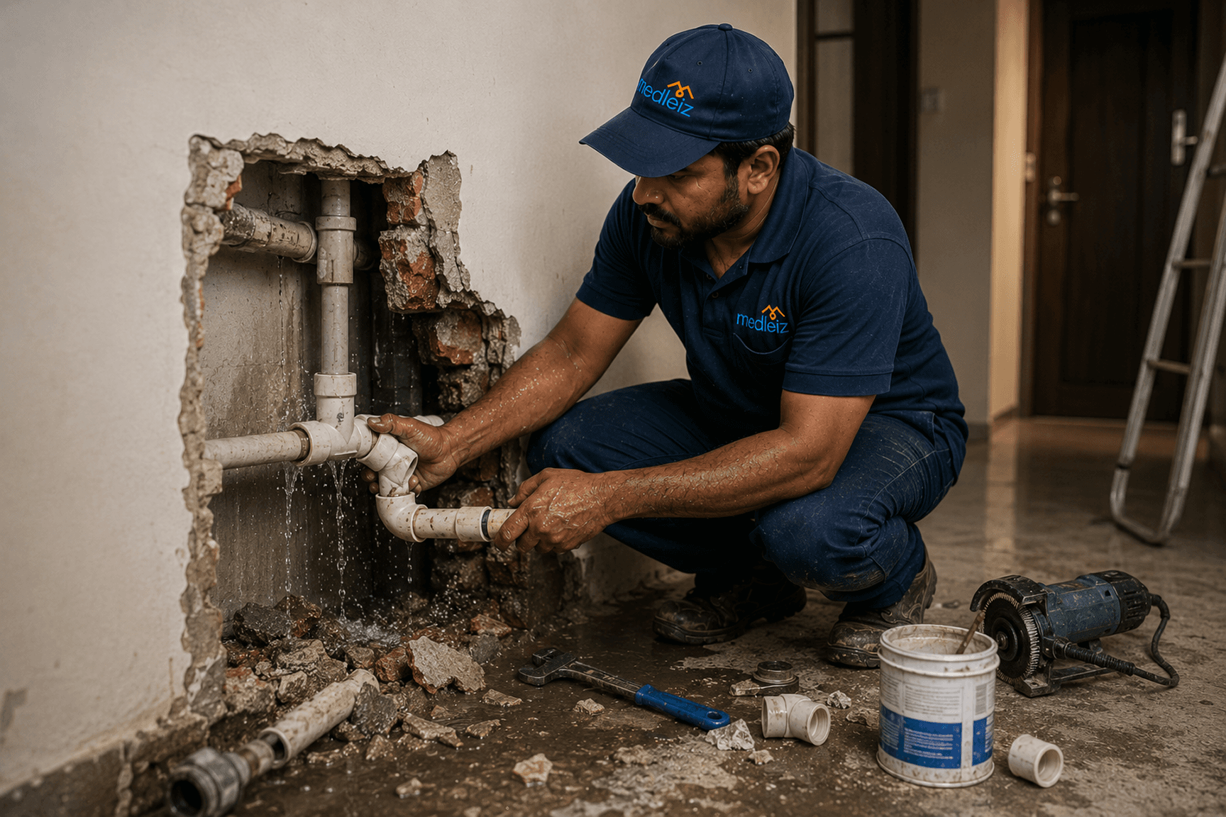 Concealed pipeline burst