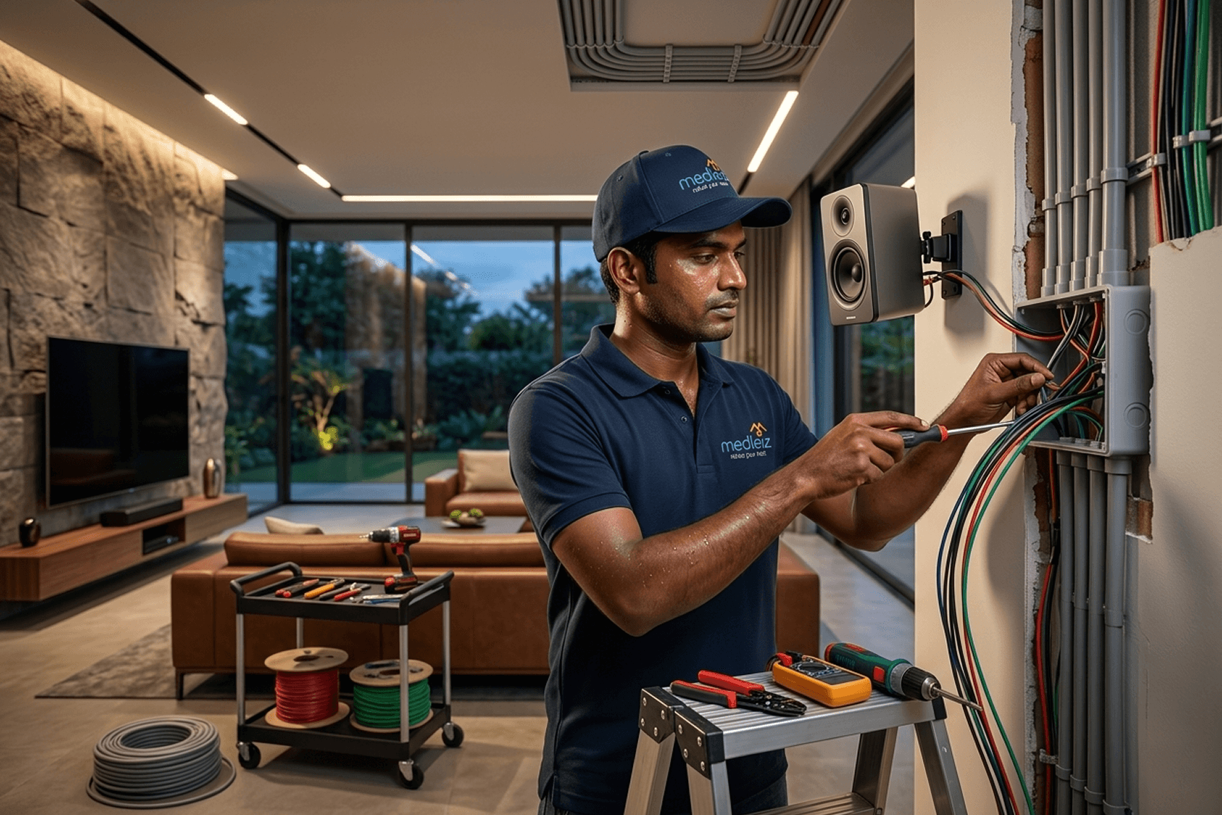 Speaker conduit, wiring & installation work