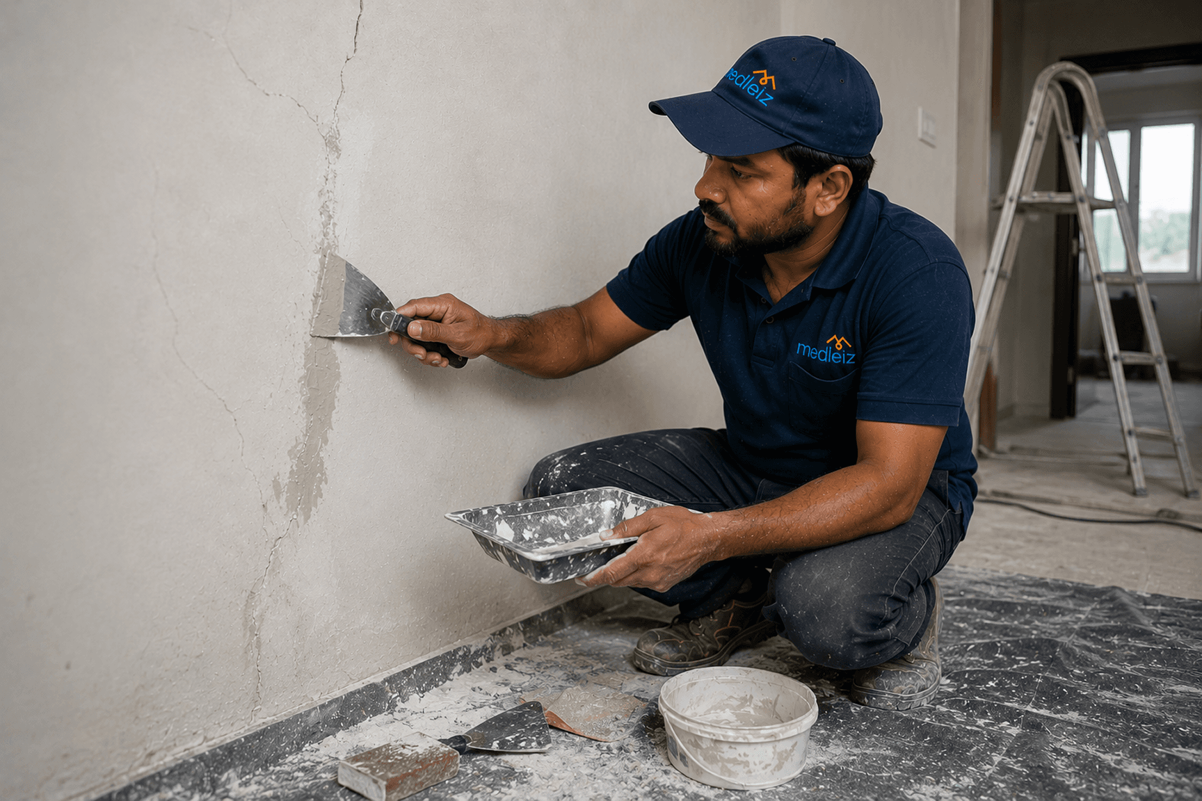 Internal wall cracks work