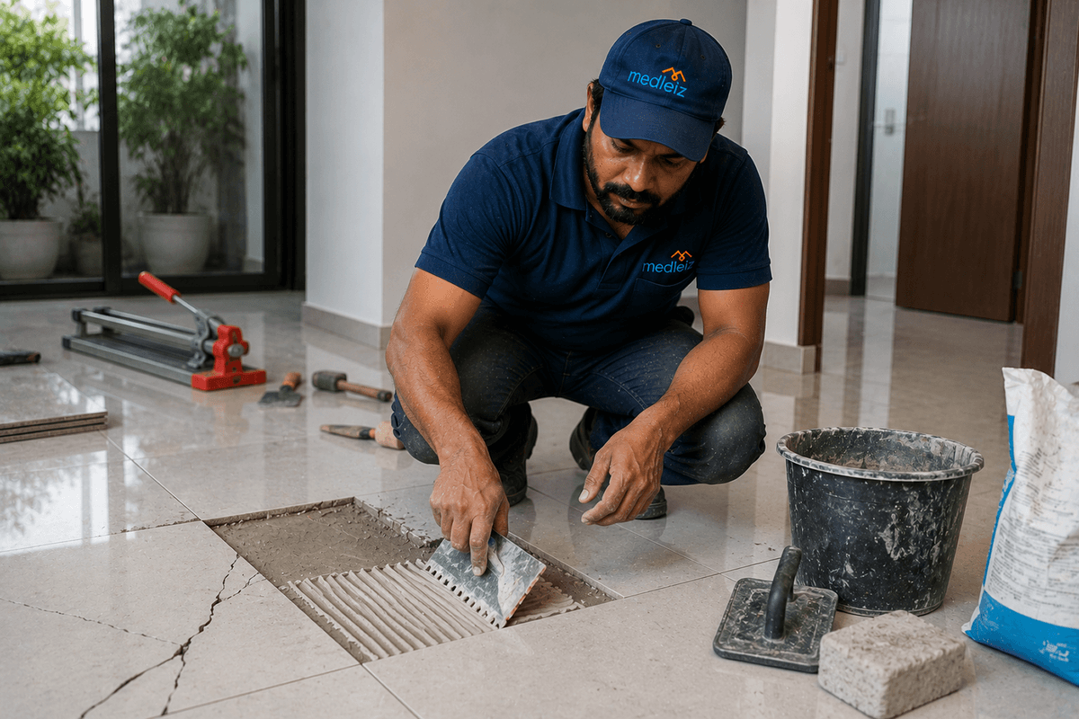 Tiles crack rectifications work
