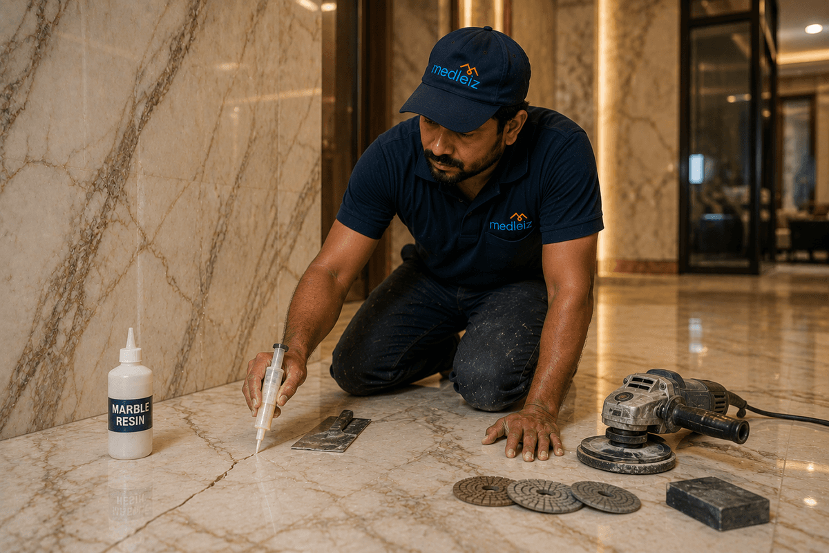 Marble crack rectification work